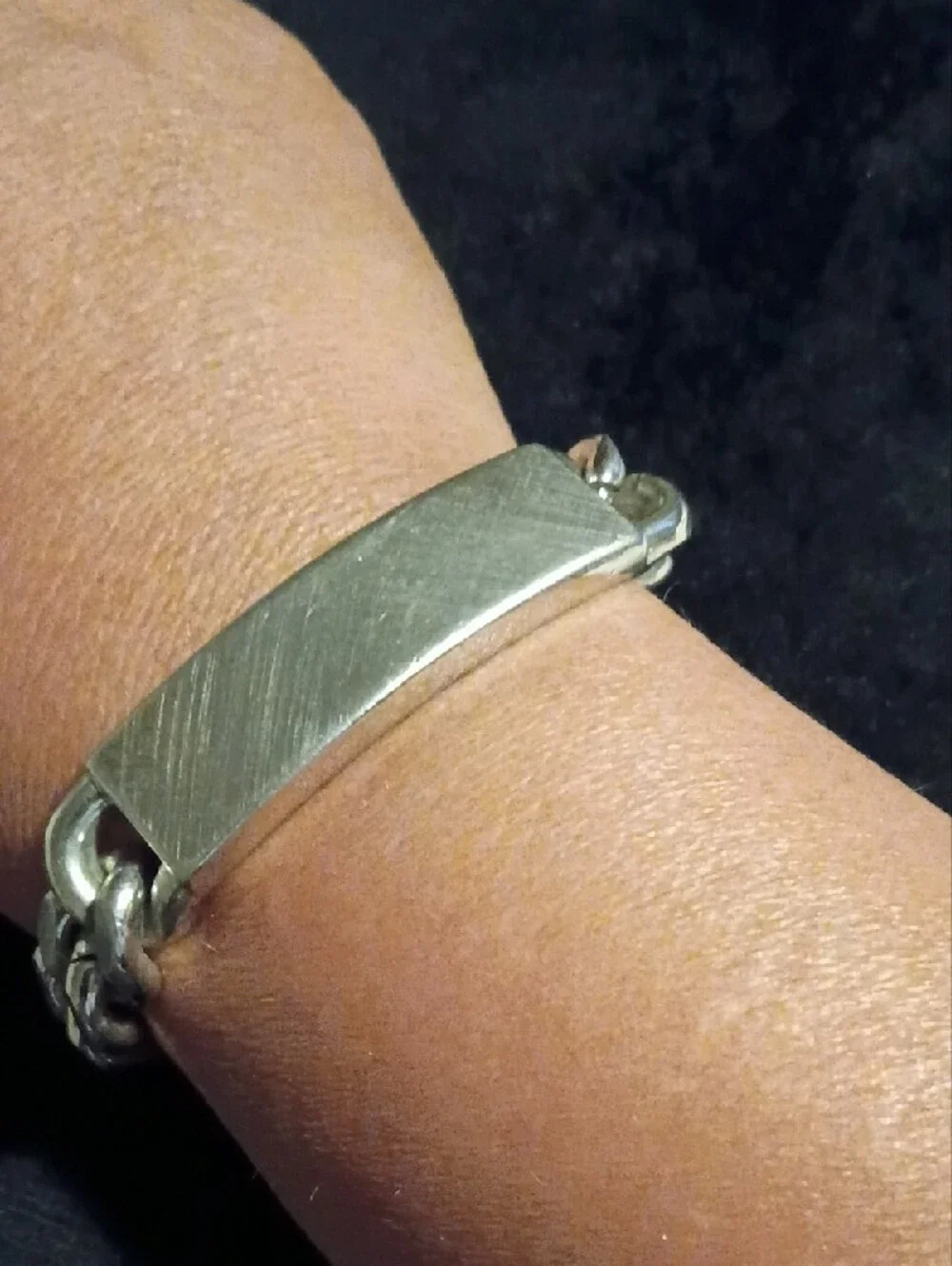 Vintage SWANK Men’s ID Bracelet Silver Tone  Curb Chain Retro